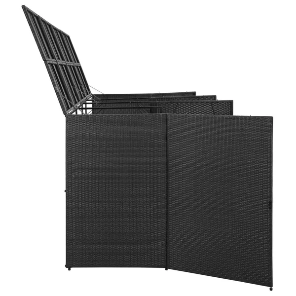 vidaXL Quadruple Wheelie Bin Shed Black 120.1x22x30.7x22x47.2x22 Poly Rattan