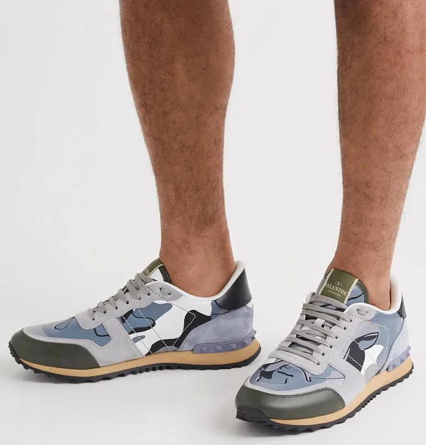 Valentino - Men - Valentino Garavani Rock Runner Suede - Leather and Canvas Sneakers Gray - Lambskin 50%, Cotton 30%, Polyester 2