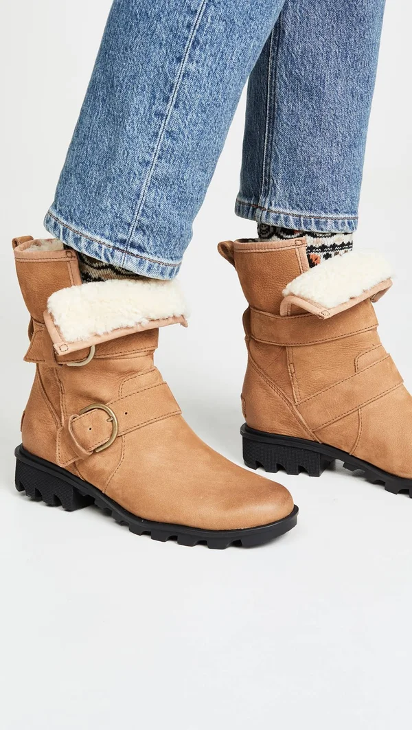Sorel Women's Phoenix Moto Cozy Boot Size 9.5 - Camel Brown