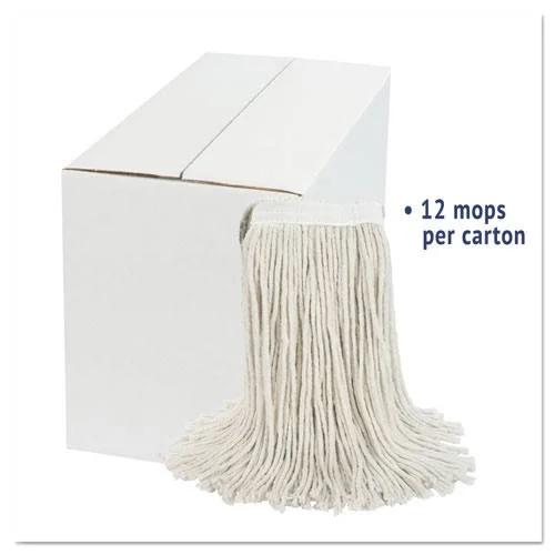 Rubbermaid Swinger Loop Wet Mop Heads - Cotton/Synthetic, White, Small, 6/Carton