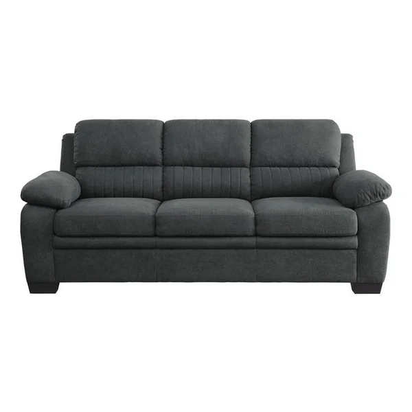 Pemberly Row Modern Textured Fabric Sofa with Pillow-Top Arms in Dark Gray - PR-4753-2137441