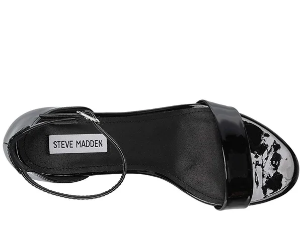 Steve Madden Irenee Sandal (Black Patent) Women's 1-2 inch Heel Shoes