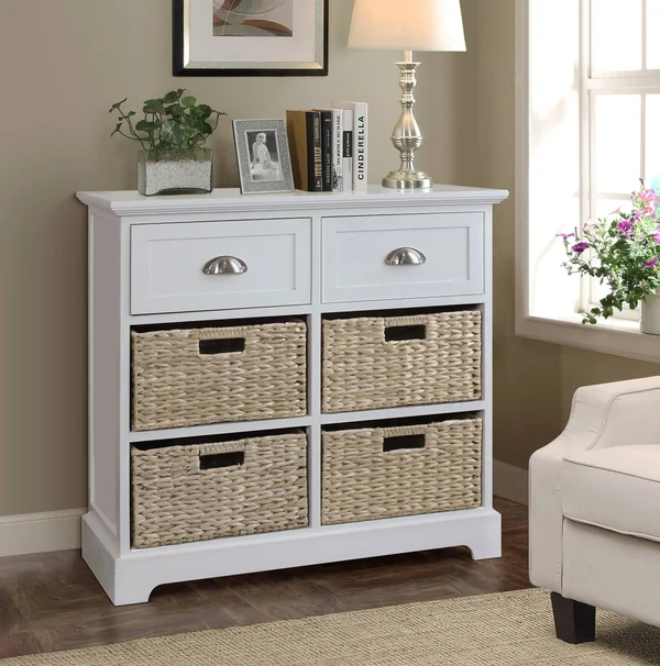 Beachcrest Home Fleming 2 Drawer 4 Basket Chest Finish: Cream