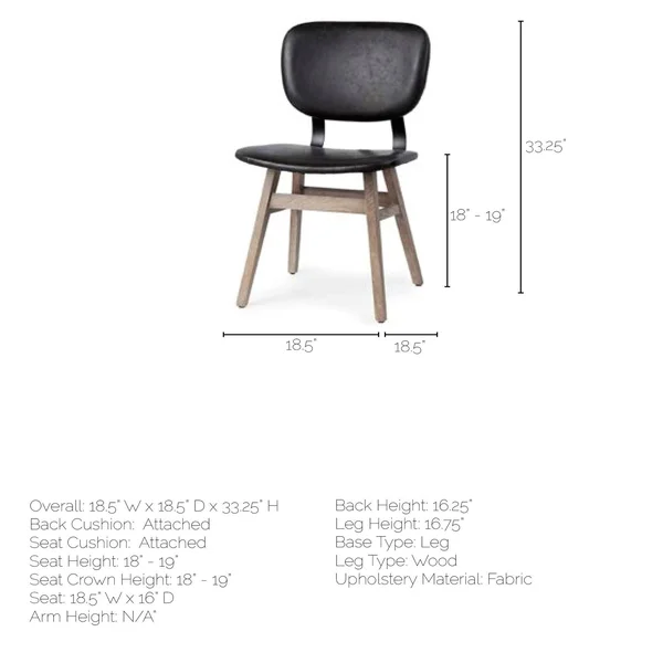 Black Faux Leather Wrap Brown Solid Wood with Iron Base Dining Chair