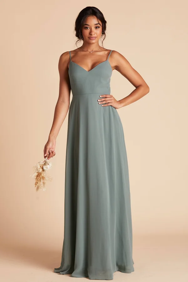 Birdy Grey Devin Convertible Chiffon Bridesmaid Dress in Sea Glass M - Sea Glass, No Slit