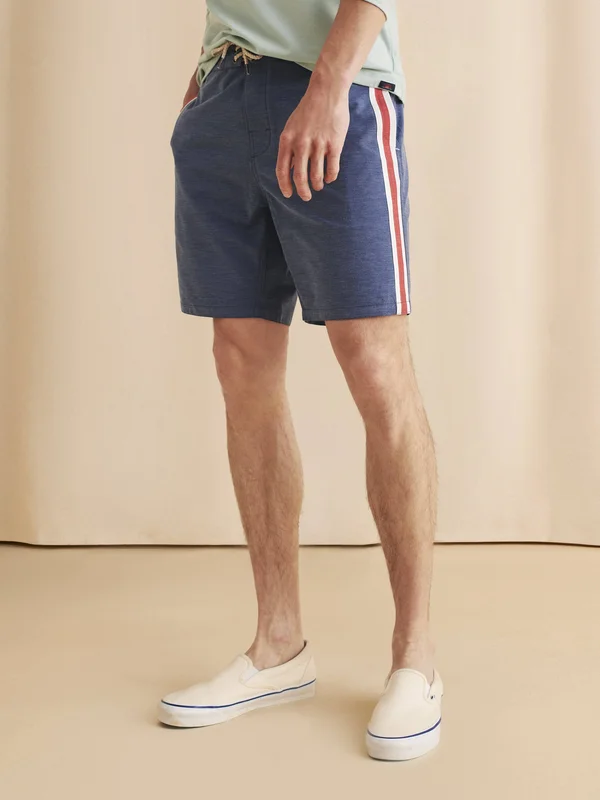 Faherty Men's Retro Surf Stripe Boardshort - Blue Red Stripe 32