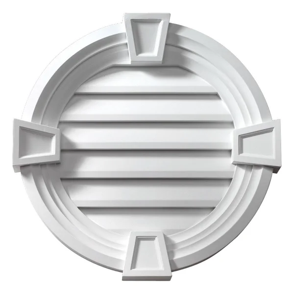 Fypon, Ltd. RLV40MTK 40x22W x 40x22H x 3 5/8x22P Round Louver w/ Decorative Trim & Keystones, Non-Functional