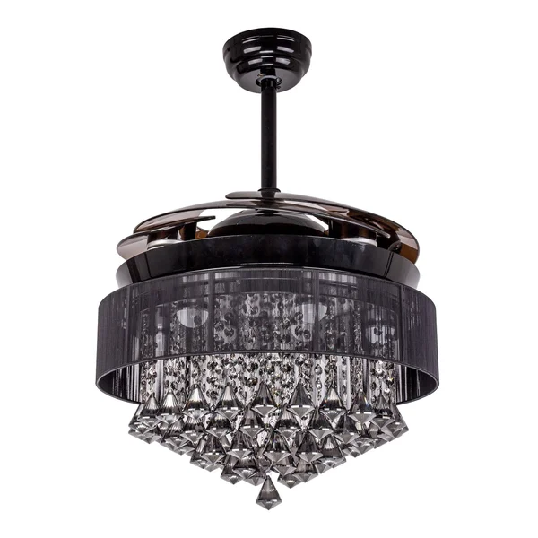 Foldable Blades 46-Inch Black Crystal LED Ceiling Fan Light Kit - Remote