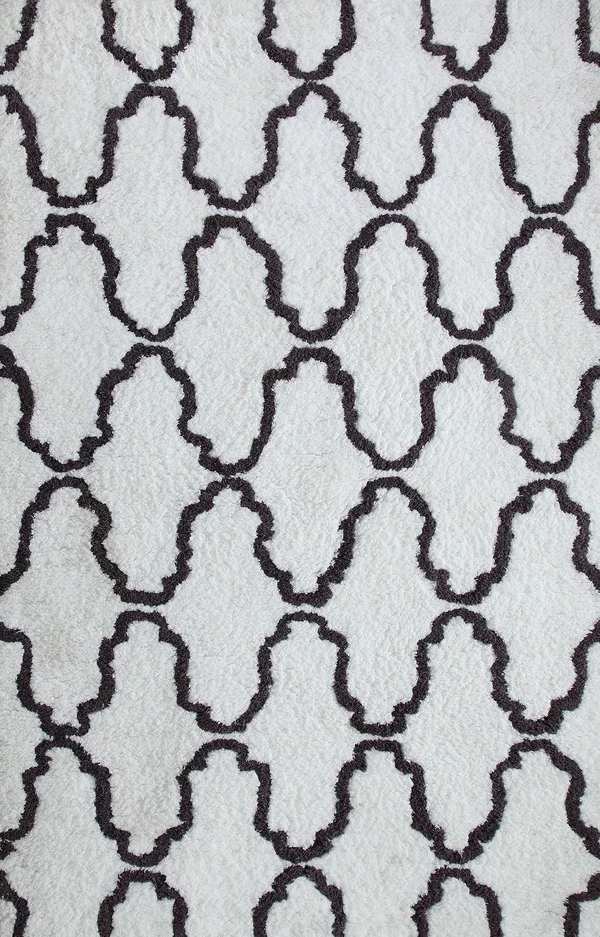 Superior Trellis Hand Woven Shag Area Rug (5'X8') White