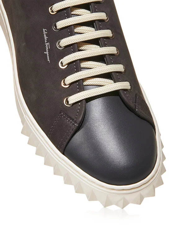 Salvatore Ferragamo Men's Leather Low-top Sneakers Blue