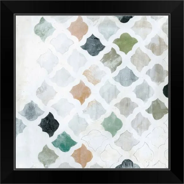 Turkish Tile I - Black Framed Wall Art, 16x16, Great Big Canvas