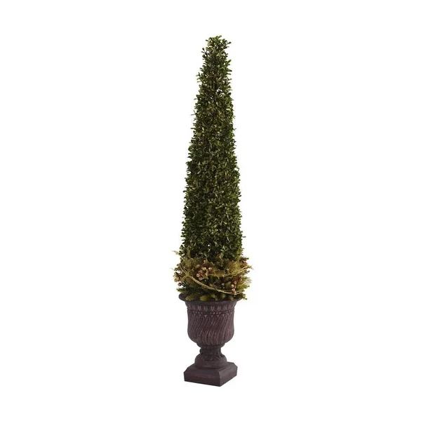 Nearly Natural 4& Christmas Tree W-berries - Pine Cones, LED Lights & Decorative Urn