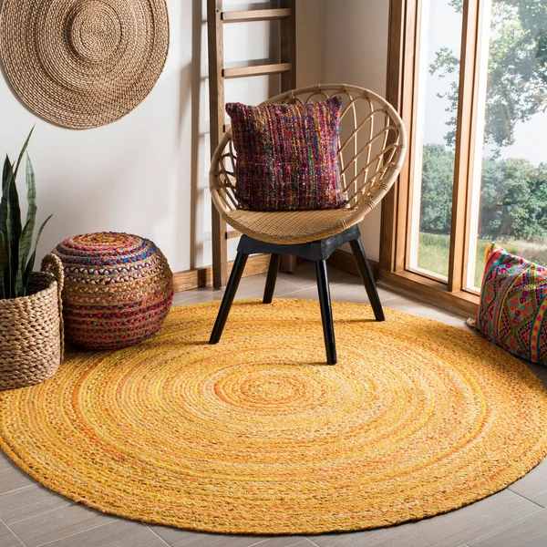 Safavieh 5& x 5& Round Braided BRD452Q Red Rug