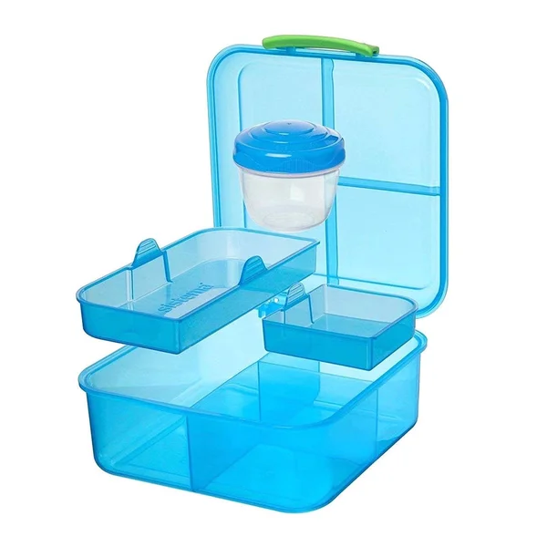 Sistema Lunch Collection Bento Cube - Solid Assorted Colors with Contrasting Klips, 7.28 x 6.61 x 3.03