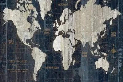 Framed Poster Prints - Old World Map Blue by Wild Apple Portfolio ( Maps > World Map Art art)