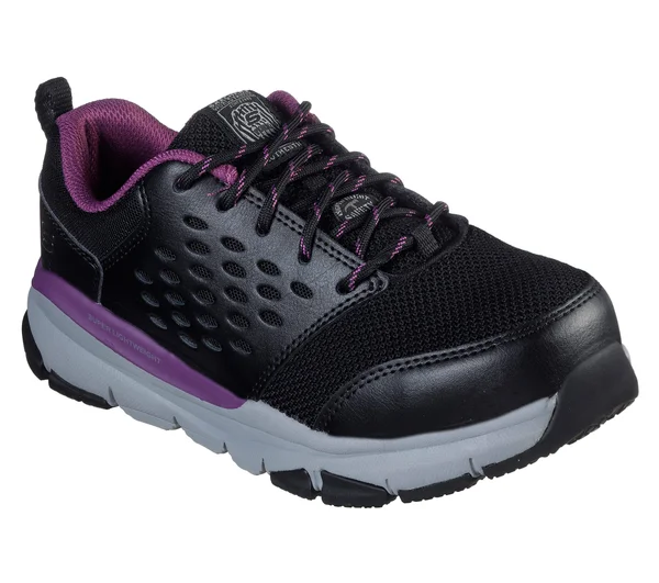 Skechers Women's Work: Soven Alloy Toe Sneakers - Black/Purple, 6.5