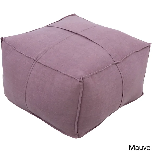 Overstock Solid Cleo Square Linen 24-Inch Pouf - Ivory