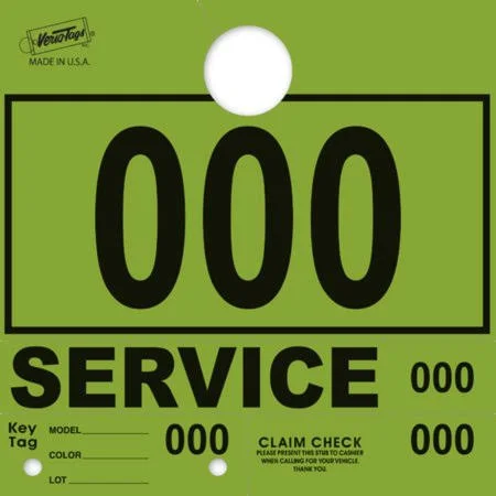 Light Green Service Department Hang Tags Window Tag 1000 per Box - 000-999
