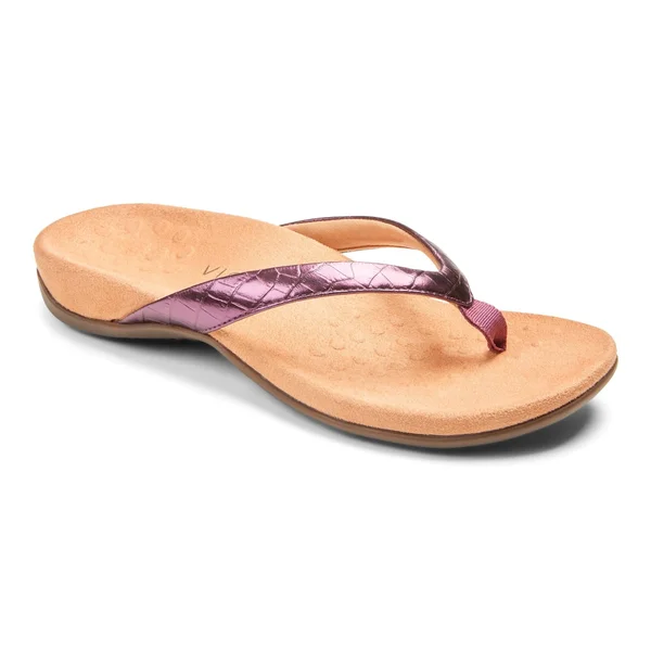 Vionic Dillon Women's Toe-Post Supportive Sandal Berry Croc - 7 Medium