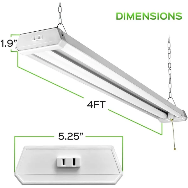 Maxlite 4ft Utility LED Shop Light Linkable - 4300lm, Daylight 5000K, Pull Chain On/Off, 42W Garage Light, Integrated LED Lights