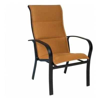 Woodard Fremont Padded Sling High-Back Stacking Patio Dining Chair; Pewter (Silver)