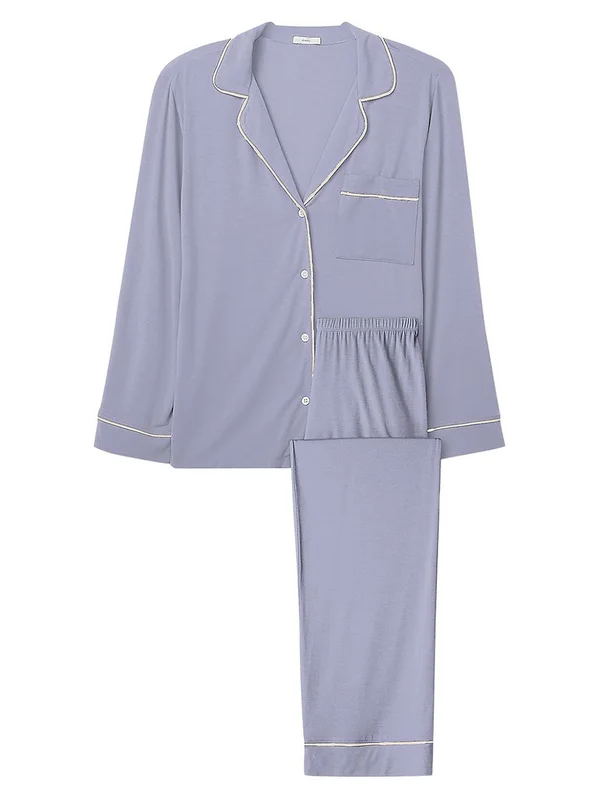 Eberjey Gisele Long PJ Set - Light Orchid/Ivory