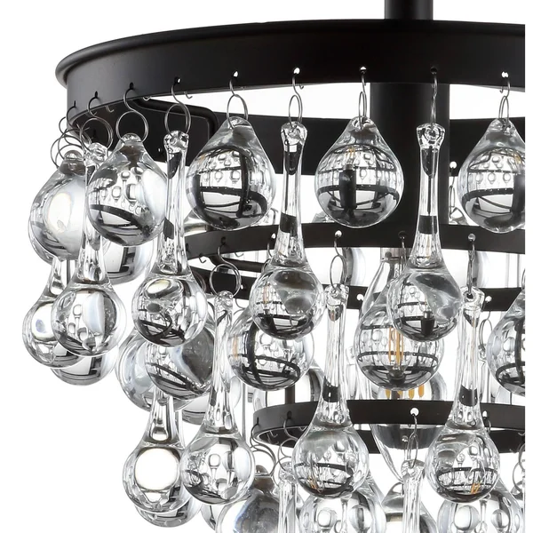 Jonathan Y Toronto 10 in. Oil Rubbed Bronze Metal/Crystal LED Flush Mount