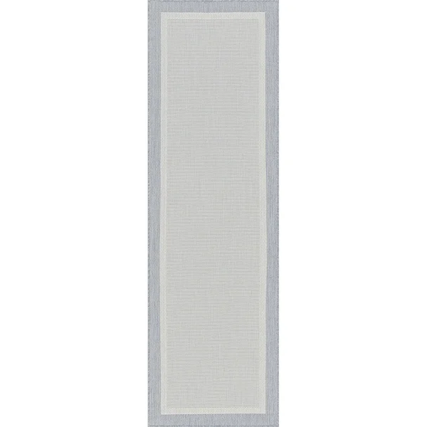 Alise Rugs Exo Transitional Solid Border Indoor Outdoor Area Rug - 3&11&& x 5&3&& - Blue/Cream