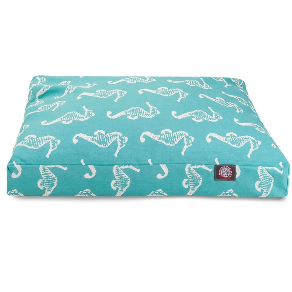 Majestic Pet Teal Sea Horse Medium Rectangle Pet Bed, 36 x 29 x 4