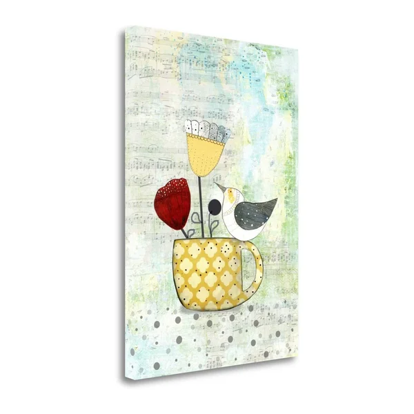 39x22 x 28x22 Bird on A Yellow Cup by Sarah Ogren Fine Art Giclee Print
