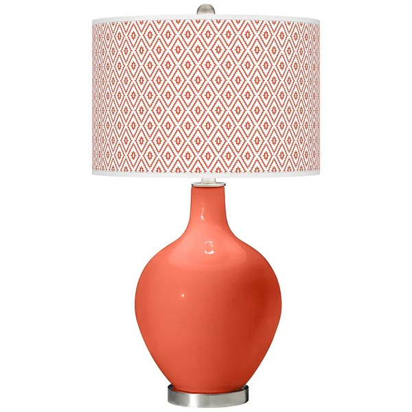 Color + Plus Daring Orange Diamonds Ovo Table Lamp