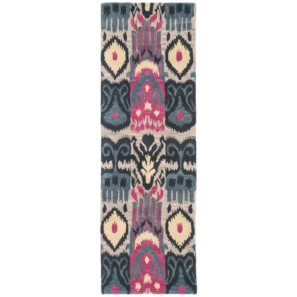 Safavieh 9& x 12& Ikat IKT466A Beige - Blue Rug