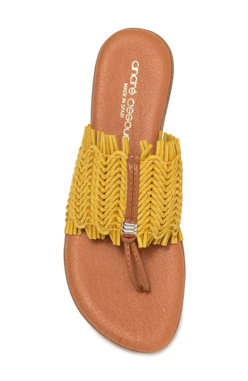 Andre Assous Women's Niviya Slip on Woven Sandals - Mustard