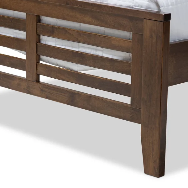 Sedona Modern Classic Mission Style Walnut Finished Wood Platform Bed with Trundle Brown Twin - Baxton Studio