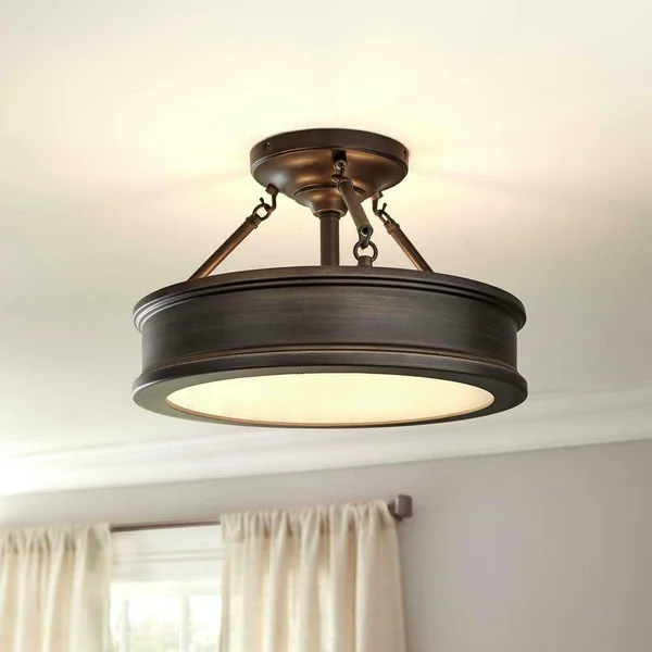 Home Decorators Collection Grafton 3-Light Hallmark Bronze Semi Flush Mount Ceiling Light
