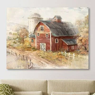 Red Barn Giclee Canvas Art Print, 40x30 in.