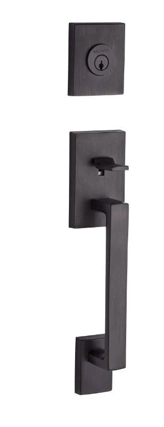 Reserve La Jolla - Right Handed Double Cylinder La Jolla Handleset with Tube Door Lever with Contemporary Round Rose in Venetian