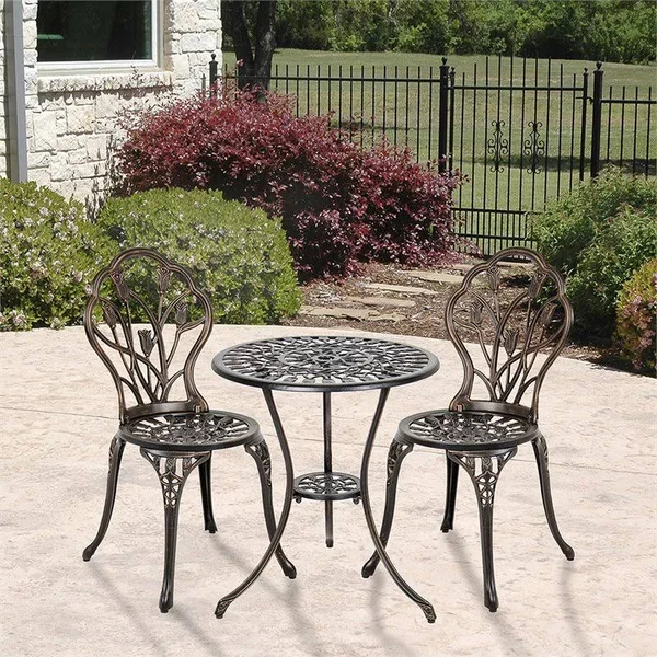 Patio Premier Tulip Garden 3-Piece Bistro Set Bronze