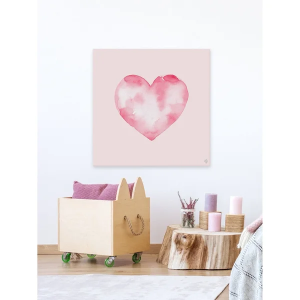 Marmont Hill Blurry Heart 24-Inch Squared Canvas Wall Art