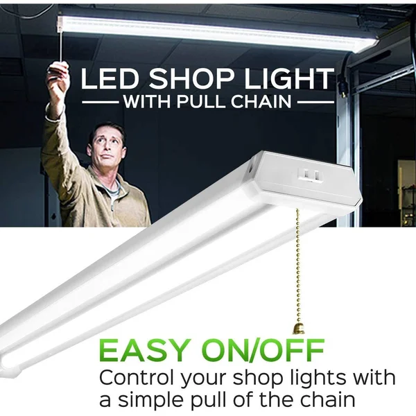Maxlite 4ft Utility LED Shop Light Linkable - 4300lm, Daylight 5000K, Pull Chain On/Off, 42W Garage Light, Integrated LED Lights