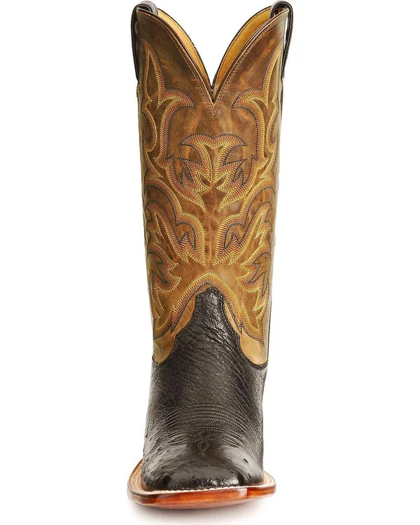 Justin Boots Men's Black Smooth Ostrich Exotic Western Boots