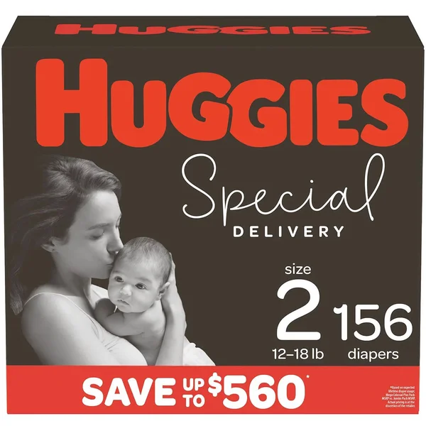 Huggies Special Delivery Diapers - 2 (12-18 lb) - 156 diapers
