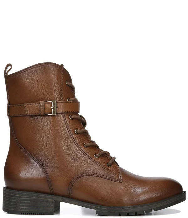 Naturalizer Sycamore Combat Boot - Black Leather - 5/M