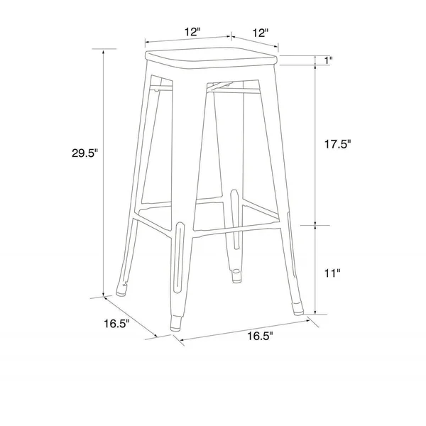 Dorel Home Products Fusion Metal Backless Bar Stools with Wood Seat - Gun Metal - 2 count