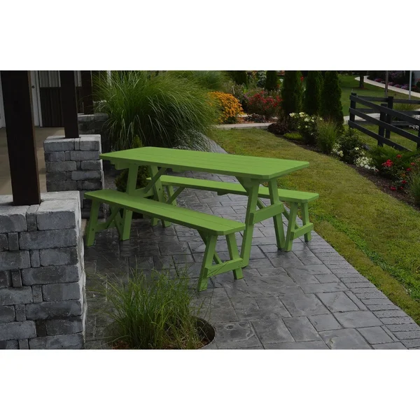 Pine 5' Traditional Picnic Table with 2 Benches - Lime Green
