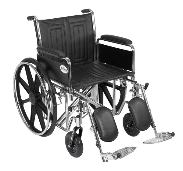 Drive Medical STD20ECDFAHD-ELR Sentra EC Heavy Duty Wheelchair - Detachable Full Arms, Elevating Leg Rests, 20x22 Seat