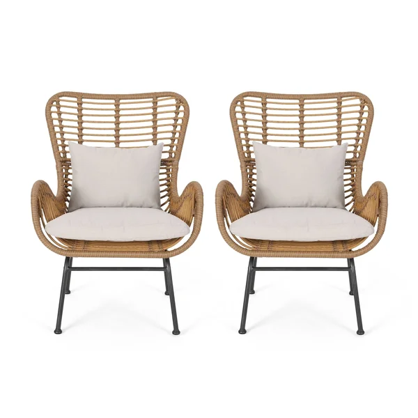 Montana Indoor Wicker Club Chairs with Cushions (Set of 2) by Christopher Knight Home