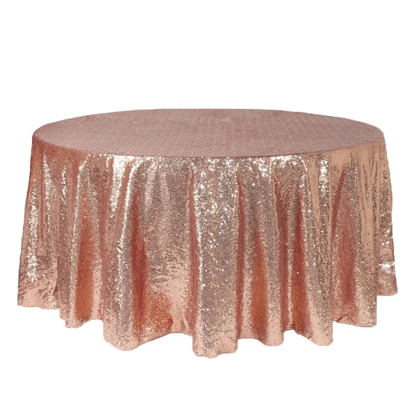Your Chair Covers 132 inch Round Glitz Sequin Tablecloth Blush