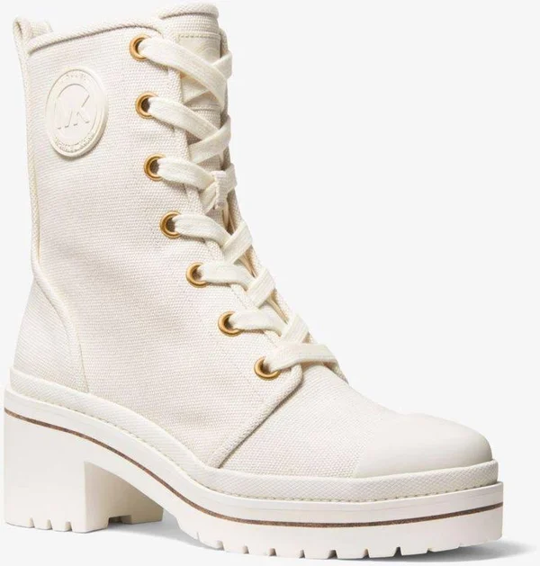 Michael Kors Corey Canvas Combat Boot - Natural - Ankle Boots - 9.5