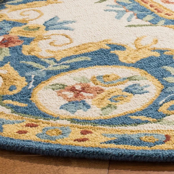 Safavieh Micro-Loop MLP601A 5&0x22 x 8&0x22 Cream - Blue Area Rug